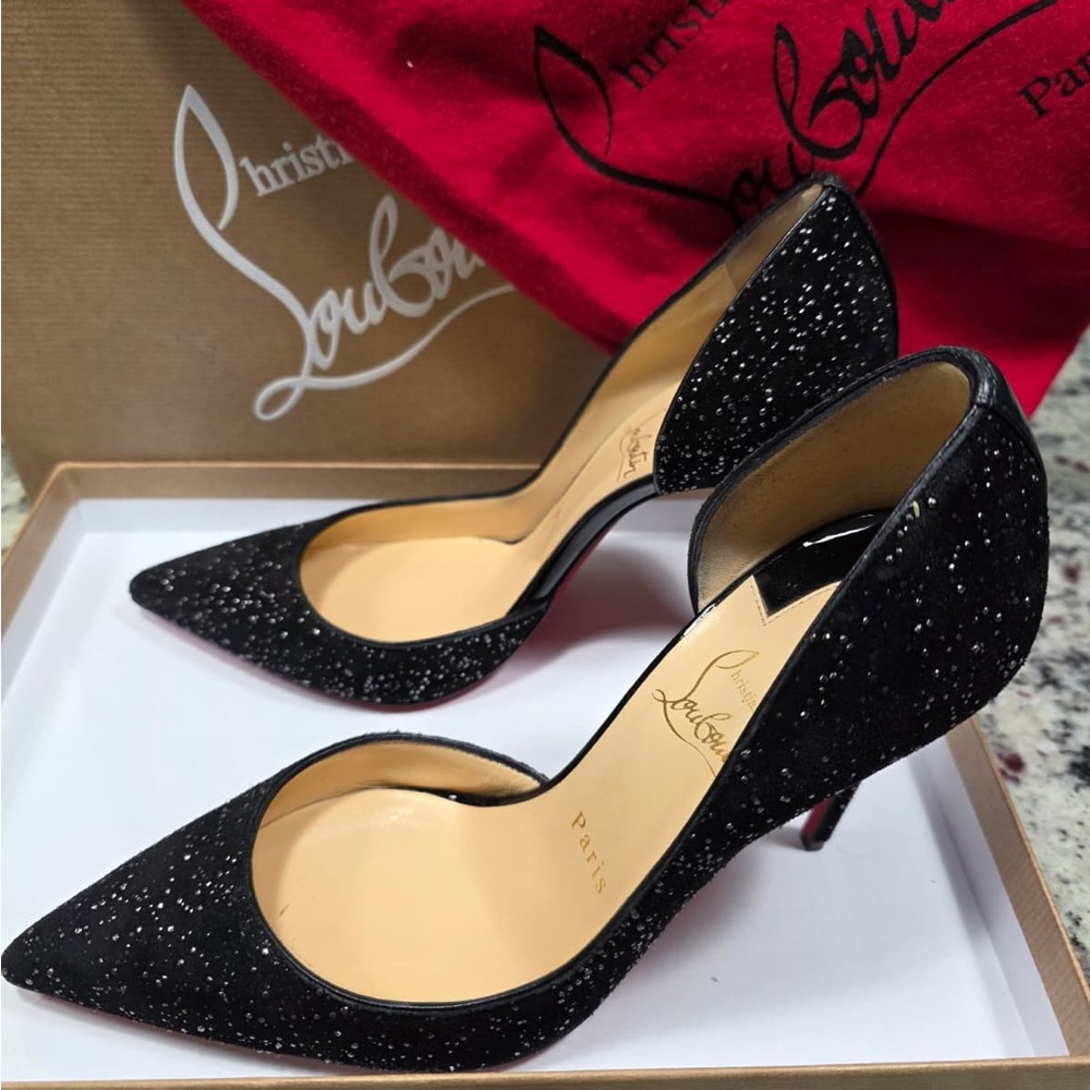 Christian Louboutin Black Sparkle Heels